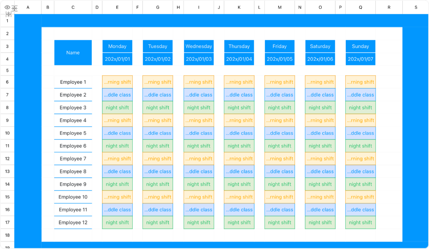 Personnel schedule